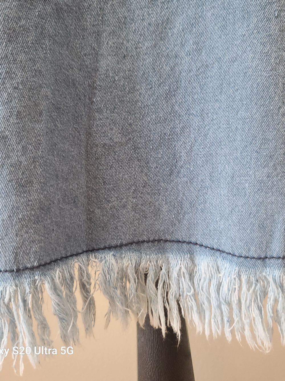 Light Wash Distressed Denim Shirt Dress - Light Blue - Picture 3 of 9